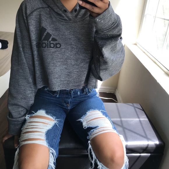 adidas Jackets & Blazers - Charcoal adidas crop hoodie